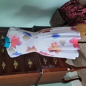 Calvin Klein Size 4 White Floral Dress
